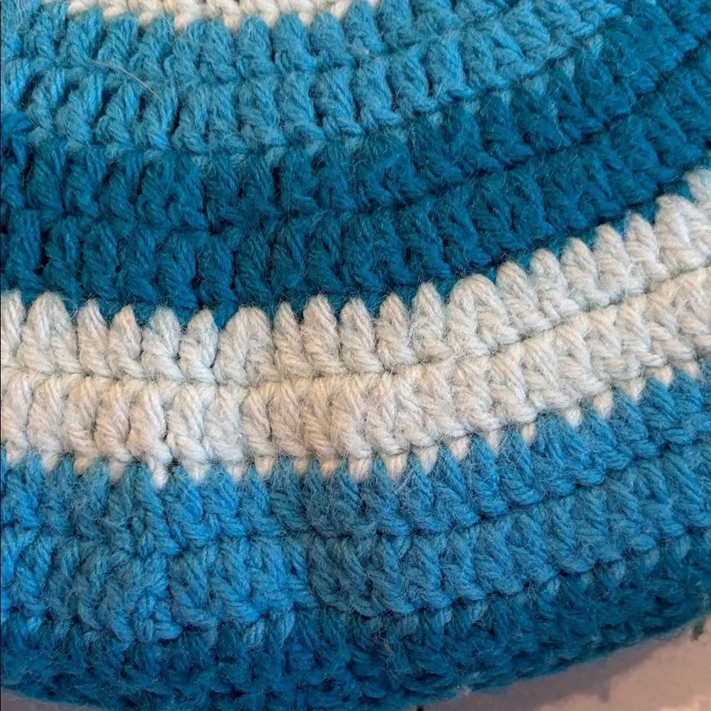 Blue and White Knitted Cushion Cover